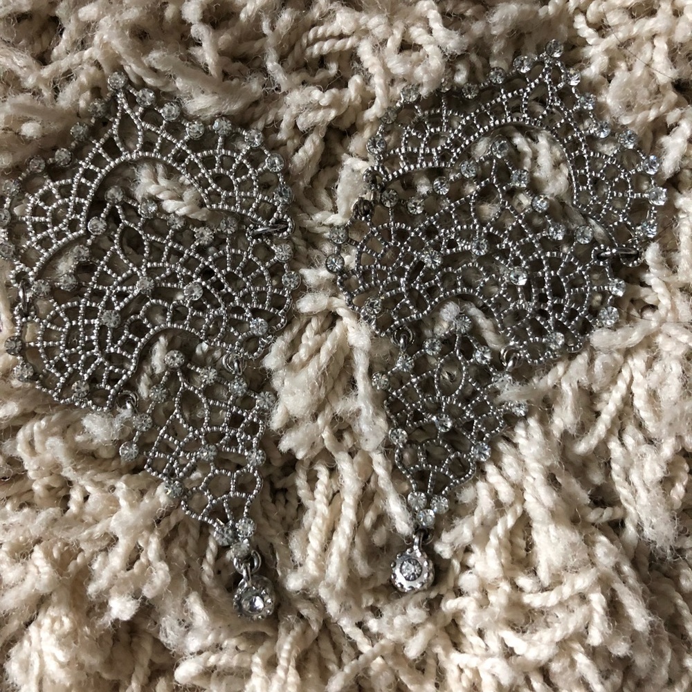 Silver with rhinestones chandelier earrings